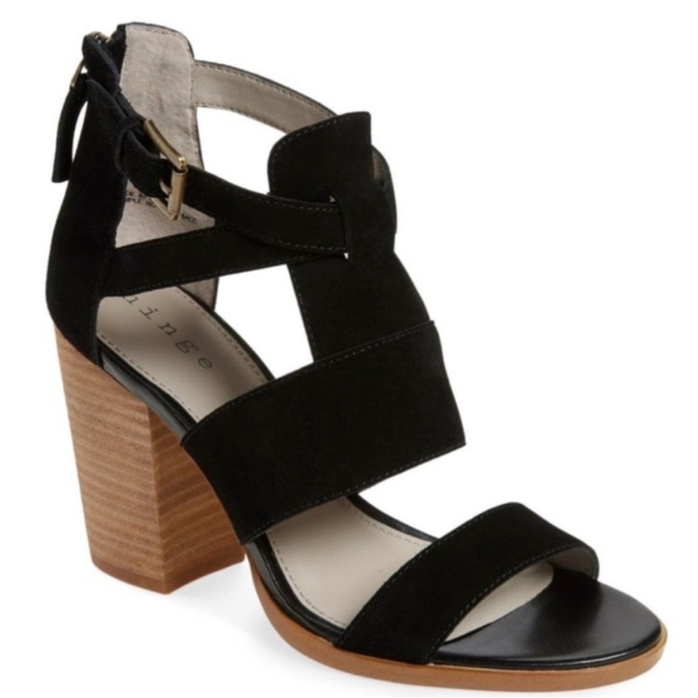 Hinge Black Strappy Block Heel Sandals